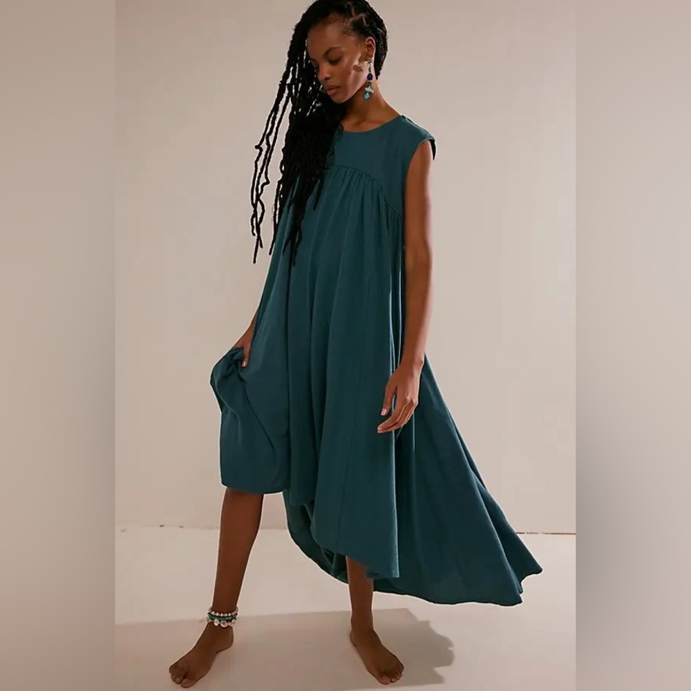 Free People Teal High Low Magnolia Dress